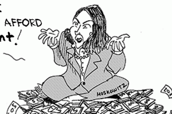Editorial Cartoon: Eva Moskowitz "I Can't Afford It"