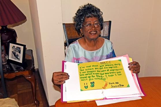 As a teenager, Colvin refused to give up her seat on a bus in Alabama in 1955, m