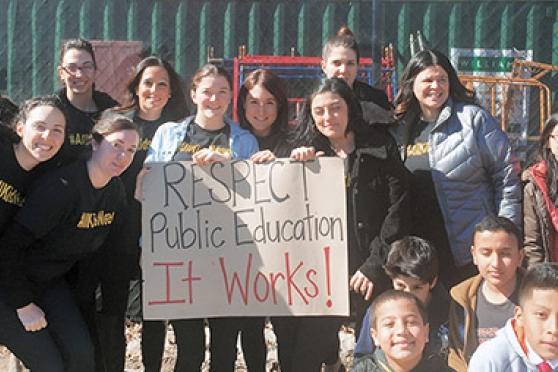 Members and students from PS 204, Brooklyn, during the #AllKidsNeed campaign.