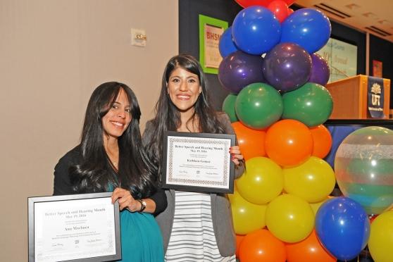 Speech therapists Ana Machuca (left) and Kathleen Gomez of PS 74 on Staten Islan