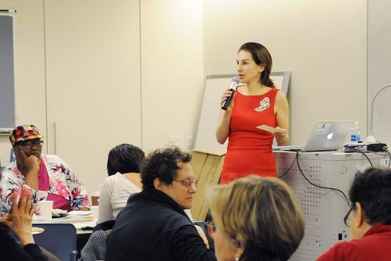 Dr. Comen makes her presentation.