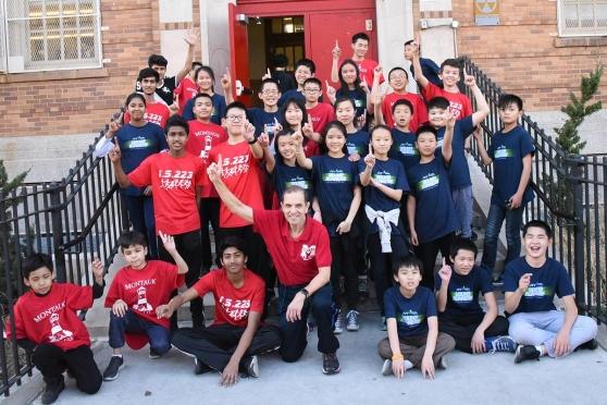 Sorocco, the technology teacher at the Borough Park school, and his team. 