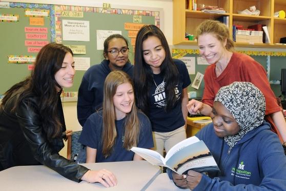 Teachers Ilana Gutman (left) and Robin Baumgarten (standing, right) led 8th-grad