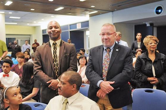 Brooklyn teachers Scott Carlson (left) of the Academy for Conservation and the E