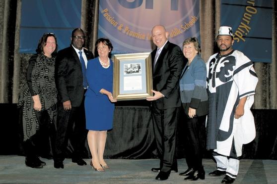 Charles Cogen Award: NYSUT Vice President Catalina Fortino (third from left) acc
