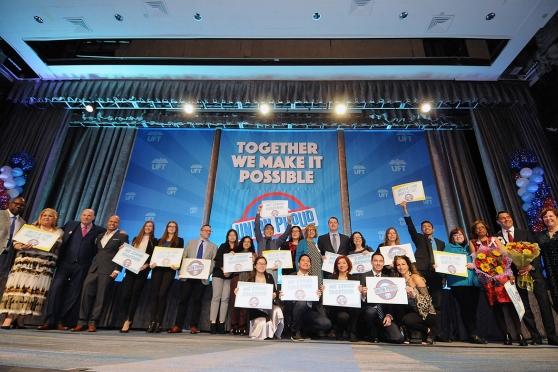 Members from PS 180 and other Brooklyn school chapters celebrate their Jules Kol