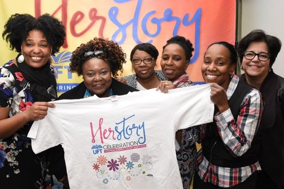 Joining in the celebration of women are (from left) Tanisha Franks, the Staten I