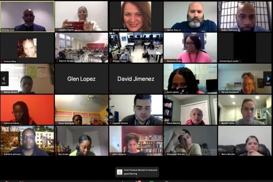 A zoom call screenshot of the 2020 college fair. 