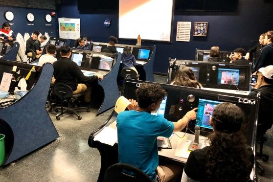 The students visited the New York City Center for Aerospace and Applied Mathematics in 2019 where they experienced working at “mission control.”