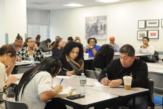 School counselors take notes at the 2025 UFT School Counselors Conference