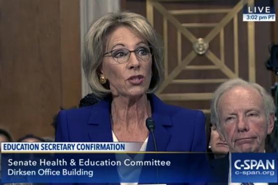 Secretary of education nominee Betsy DeVos is grilled during her confirmation he