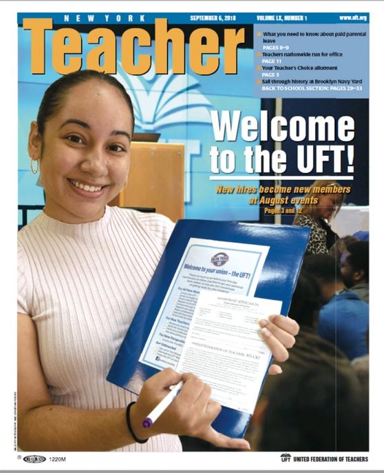 New York Teacher Cover, Sept 6, 2018 - Welcome to the UFT