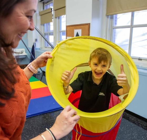 A student giving thumbs up