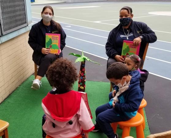 Teachers Teresa Bello (left) and Renee Pearson