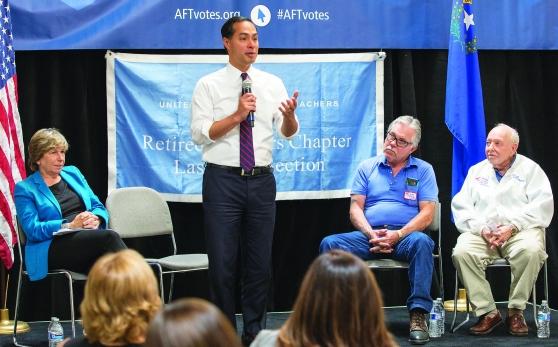 Julián Castro addresses a crowd