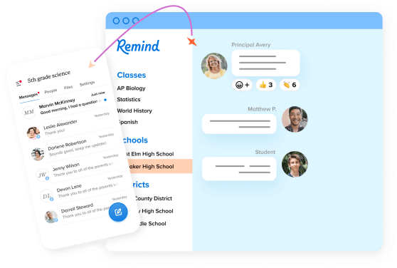 A graphic of the remind.com app