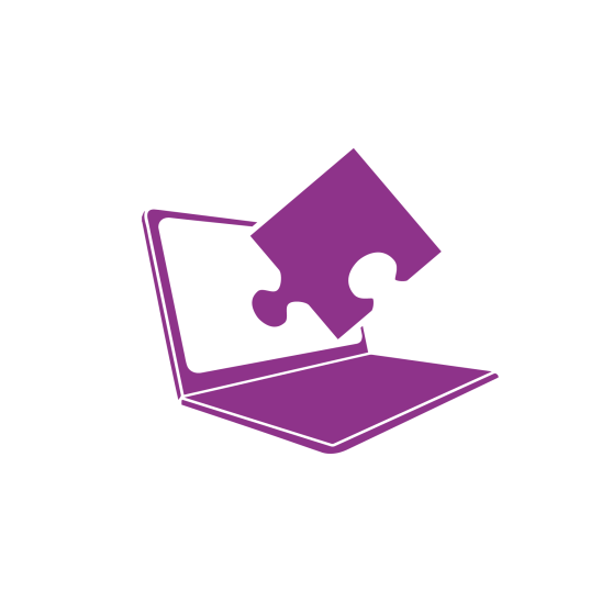 Purple laptop with puzzle piece