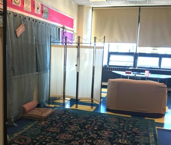 Room with pillows and carpeting