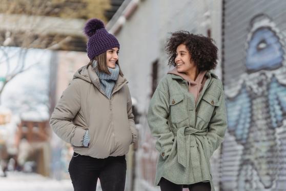 women walking in winter clothing - generic