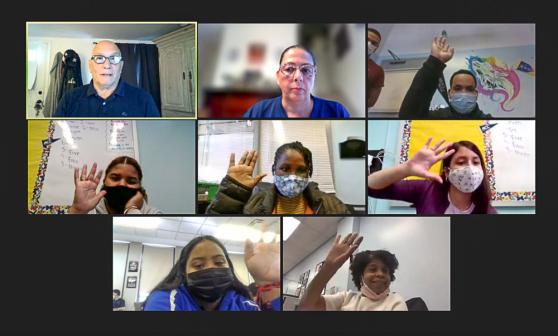 A zoom call with 8 participants 
