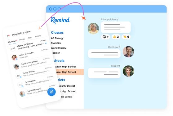 A graphic of the remind.com app