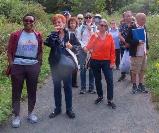 Retirees walking in the park
