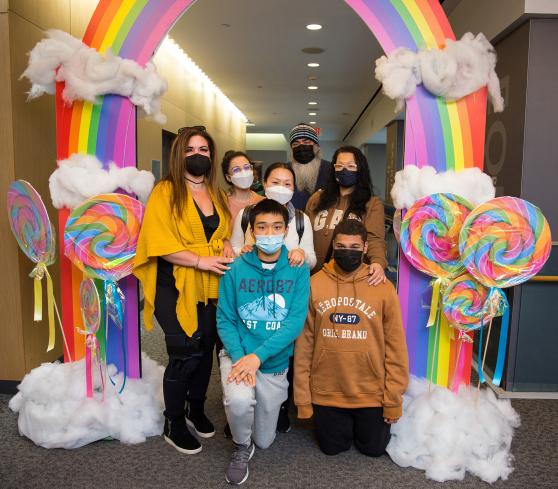 Mara Baboff (left), the chapter leader at John F. Kennedy Jr. School in Queens, with a group of students and parents she brought to volunteer at the event