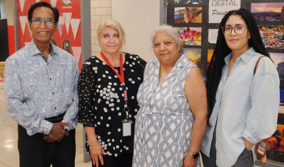 Standing proudly — and standing up for their school’s immigrant community — are (from left) Paraprofessional Representative Ashrafuz Zaman, school counselor Regina Karagach-Zurinam, special education teacher and Chapter Leader Leena Dave and dele- gate Yari Milo Michel of Team High School Award-winning FDR HS.