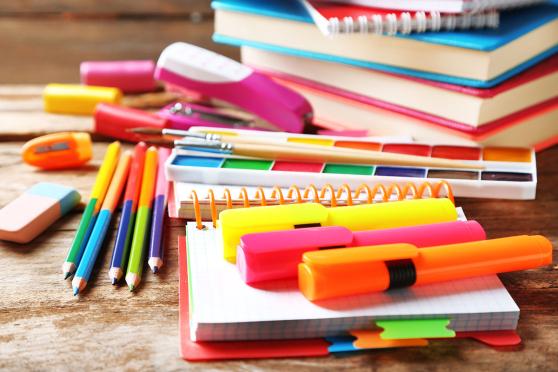 Highlighters, notebooks, pencils