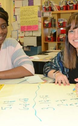 Hannah Bernard (left) and Melissa Gomes, teachers at PS 446 in Brownsville, Broo