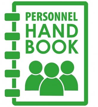Spiral Notebook that says Personnel Handbook