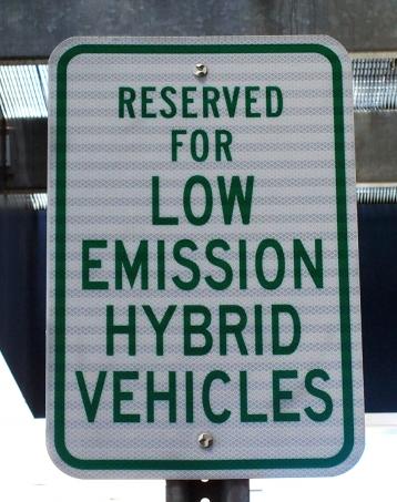 Low-emission hybrid vehicles get some of the best parking.