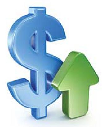 Blue dollar, green arrow