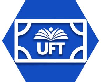 Blue hexagon showing outline of UFT logo on a card